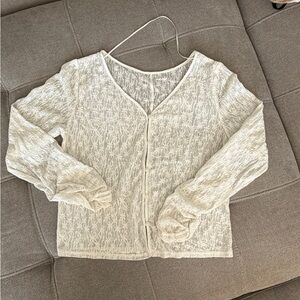 White Lace Button-Up Blouse